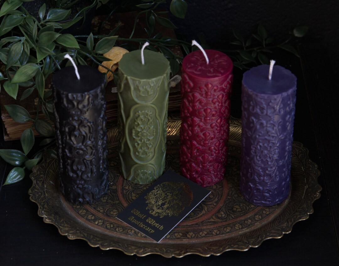 Gothic Candle Set, Witchy Candle Gift Box, Ornate Gothic Candle