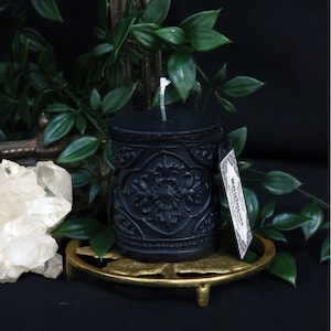 Black Baroque Candle, Ornate Gothic Church Candle, Witchy Pillar Candle, Vegan Witches Ritual Candle, Highgate Cemetary