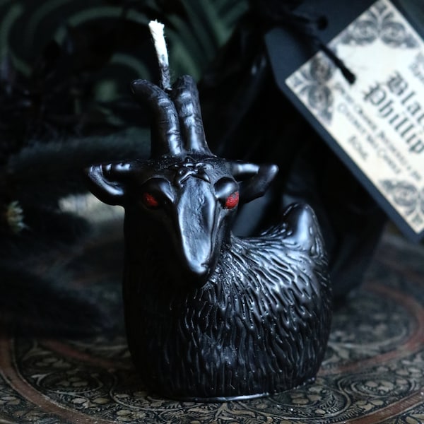 Black Phillip Goat Candle, Satanic Goat Gift, Occult Candle, Witchy Pillar Candle, The VVitch, Halloween Candle