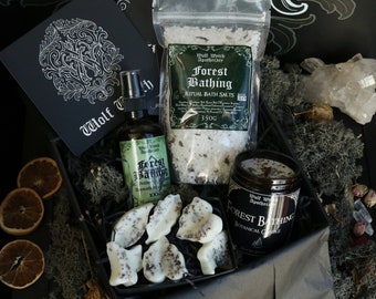 Forest Bathing Gift Box, Vegan Candle set, Spiritual Gift Box, Hedge Witch Gift, Crystal Infused Candle Gift Set, Nature Lover Gift Box