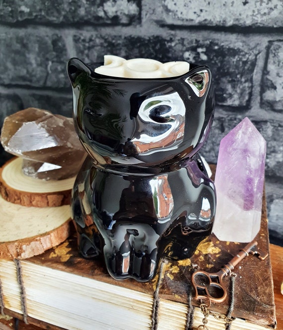 Self-Warming Oil Burner / Wax Melter Lamp - BLACK - Dark Candles