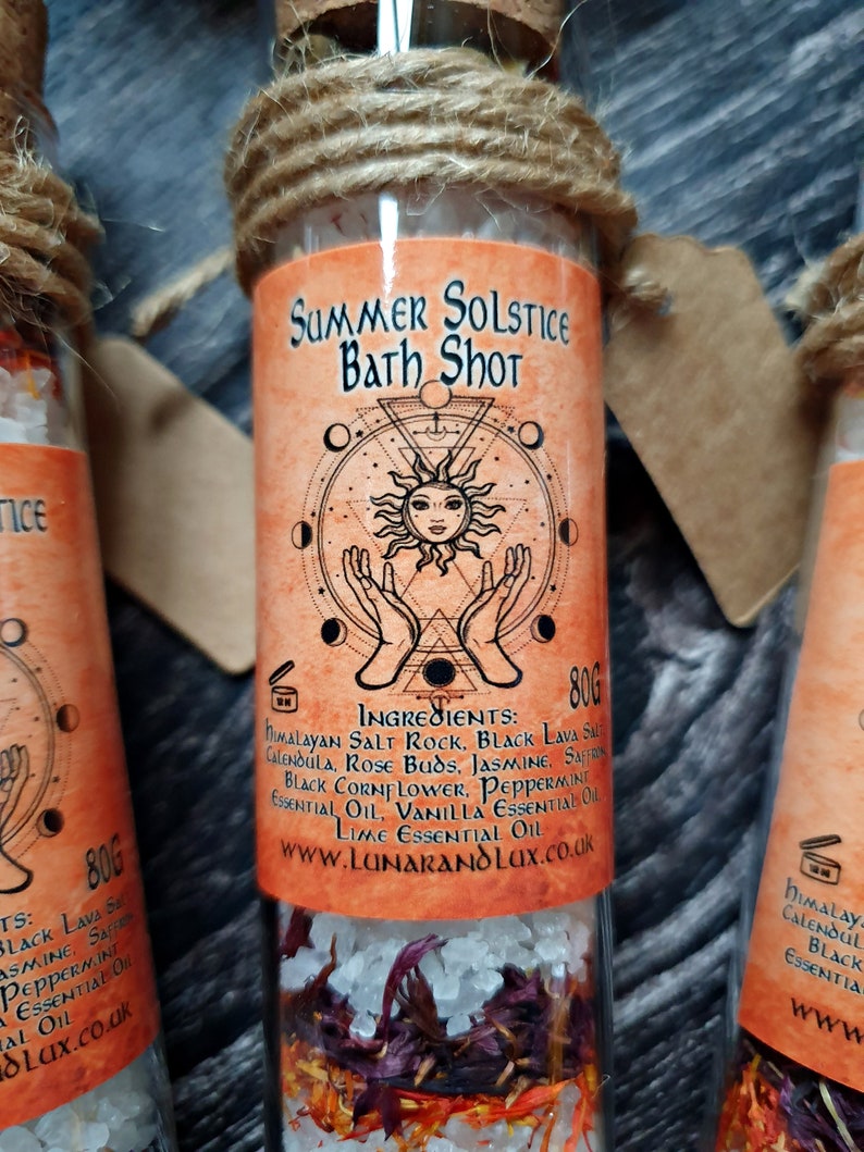 Summer Solstice Gift, Bath Ritual Salts, Litha Gift, Goddess Gift, Dried Flower Bath, Bath Salt Test Tube, Pagan Gift, Click For More Info image 6