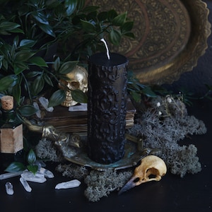 Black Baroque Candle, Ornate Gothic Candle, Victorian Gothic, Witchy Pillar Candle, Vegan Witches Candle // Oathbound