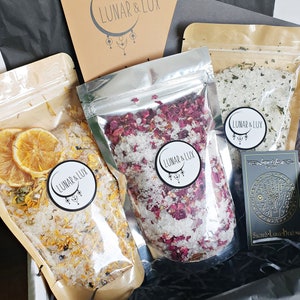 Bath Soak Gift Set, Vegan Bath Set, Vegan Bath Gift, Rose Petal Bath Salt, New Mom Bath Gift, Click for more info image 2