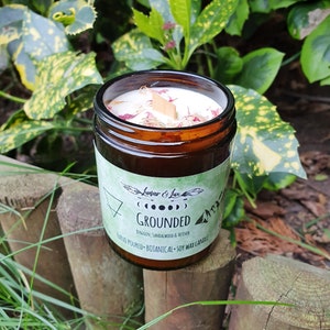 Doula Gift Gifts for Pregnancy Vegan Crystal Candle Healing Candle Grounded 4oz Yoga Gifts Bereavement Gift Stress Relief Gift