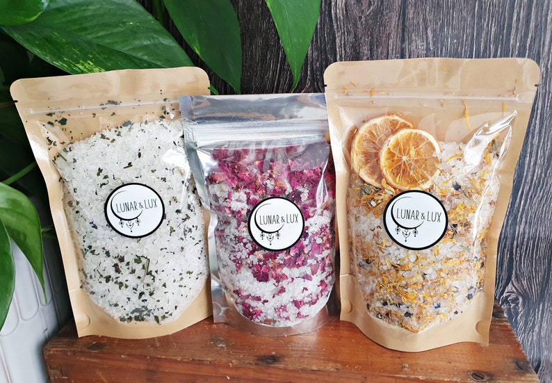 Bath Soak Gift Set, Vegan Bath Set, Vegan Bath Gift, Rose Petal Bath Salt, New Mom Bath Gift, Click for more info image 3