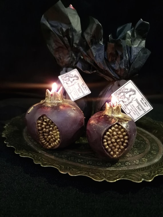 Pomegranate Pillar Candle, Persephone's Fruit Scent, Greek Mythology Altar Decor