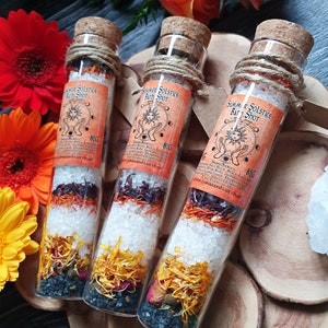 Summer Solstice Gift, Bath Ritual Salts, Litha Gift, Goddess Gift, Dried Flower Bath, Bath Salt Test Tube, Pagan Gift, Click For More Info image 8