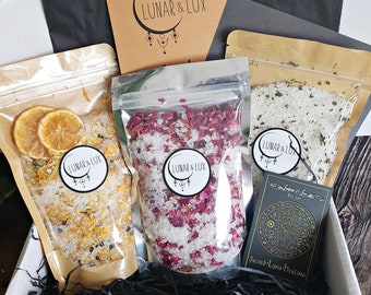 Bath Soak Gift Set, Vegan Bath Set, Vegan Bath Gift, Rose Petal Bath Salt, New Mom Bath Gift, Click for more info!