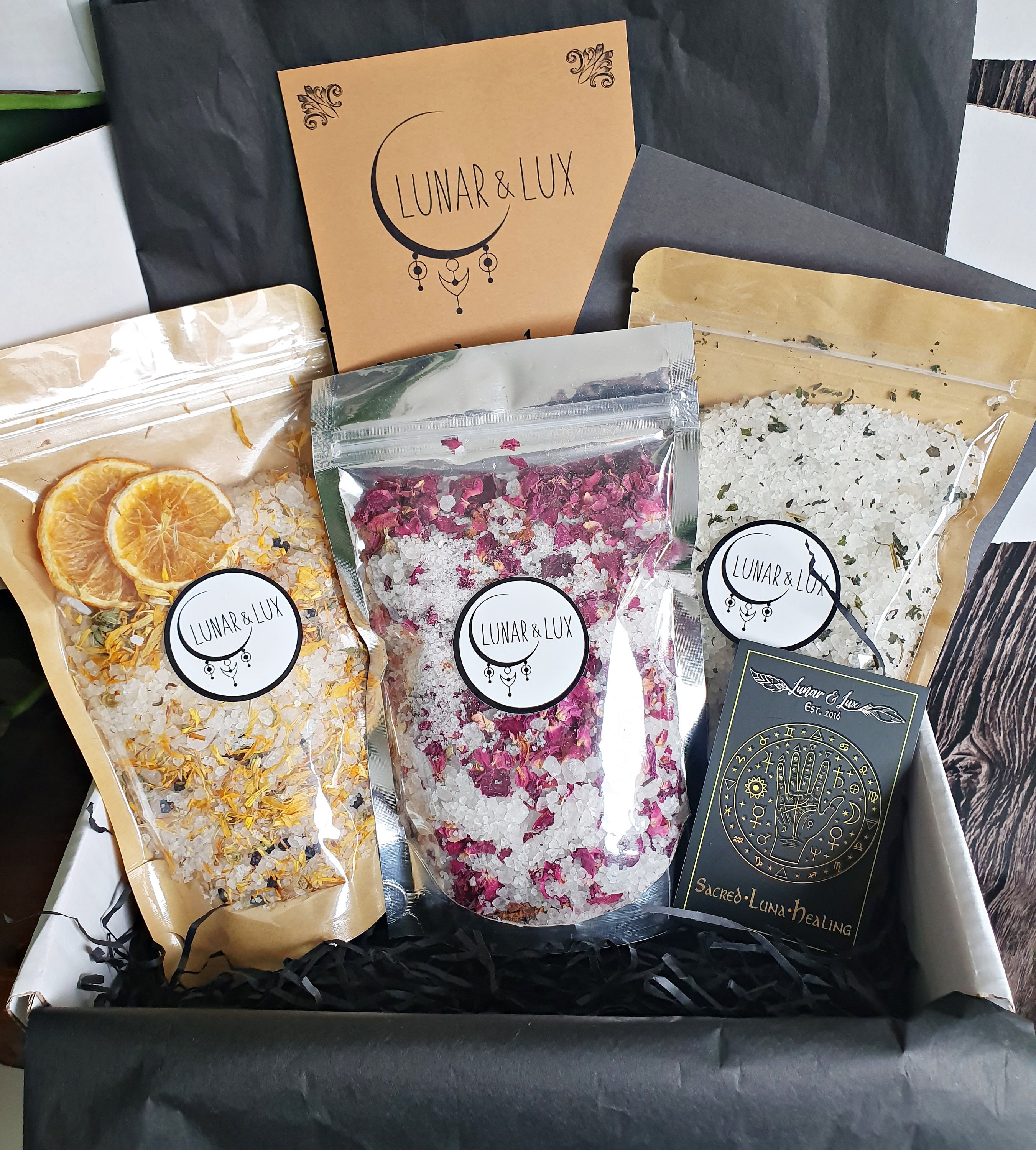 Bath Soak Gift Set, Vegan Bath Set, Vegan Bath Gift, Rose Petal Bath Salt, New Mom Bath Gift, Click for more info!