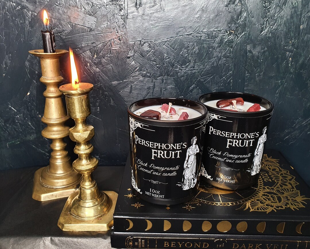 Persephone Candle / Witch Candle, Goddess Gift, Deity Candle, Crystal