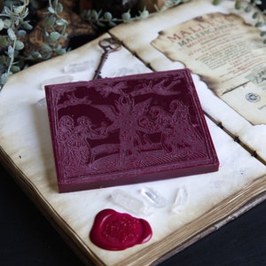 Der Teufel Wachs schmilzt, Holzschnitt Kunst Wachs schmilzt, Geschenk der Alten Welt, Vegan okkultes Geschenk, Witchy Wachs schmilzt