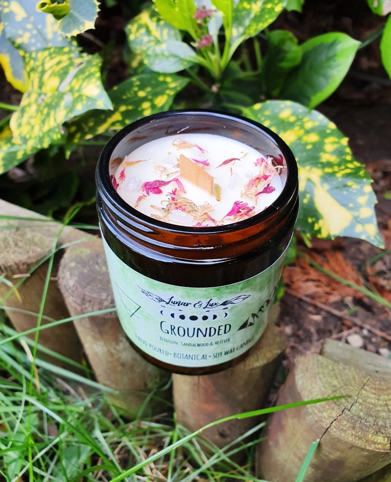 Doula Gift Gifts for Pregnancy Vegan Crystal Candle Healing Candle Grounded 4oz Yoga Gifts Bereavement Gift Stress Relief Gift
