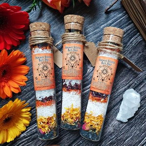 Summer Solstice Gift, Bath Ritual Salts, Litha Gift, Goddess Gift, Dried Flower Bath, Bath Salt Test Tube, Pagan Gift, Click For More Info image 3