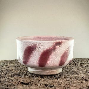 Matcha Chawan | Wabi Sabi Red and White Glaze | Handmade Tea Bowl | Wood Fired