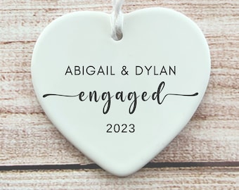 Engaged Ornament- Engagement Ornament-Engagement Gift- Custom Ornament-Marriage Announcement Couples Ornament-Personalized