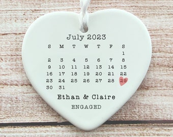 Engaged Ornament- Engagement Ornament-Engagement Gift- Custom Ornament-Marriage Announcement Couples Ornament-Personalized