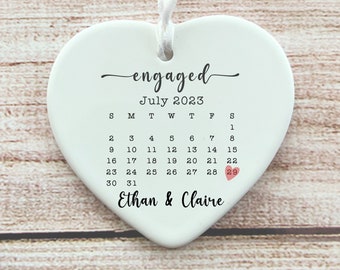 Engaged Ornament Modern, Engagement Ornament-Engagement Gift,Custom Ornament,Marriage Announcement Couples Ornament,Personalized