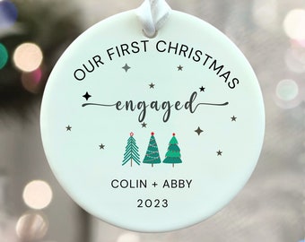 Engaged Ornament- Engagement Ornament-Engagement Gift- Custom Ornament-Marriage Announcement Couples Ornament-Personalized