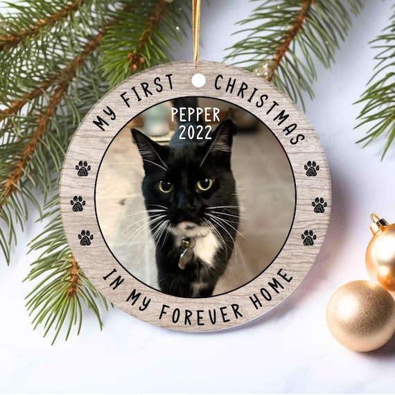 Personalized Cat Photo Ornament: First Christmas Keepsake