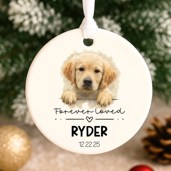 Personalized Watercolor Pet Photo Ornament: Custom Pet Memorial
