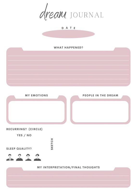 Dream Journal Printable | Etsy