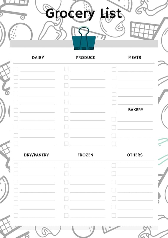 Grocery List Printable - Etsy