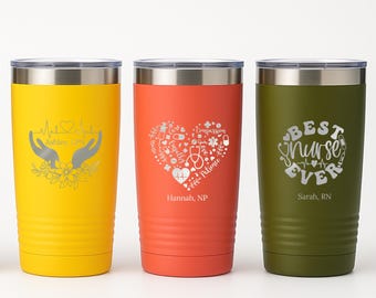 Personalized Nurse Tumbler - Custom Name Engraved Insulated Cup, RN Gift