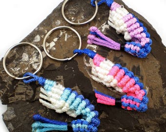 X-Large Macrame Shrimp Key Chain, Macrame Shrimp Key Ring, Macrame Shrimp Key Holder, Knot Fob