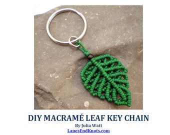 Chinese Knot Leaf Keychain Tutorial, Macrame Leaf Openwork Decorative Key Ring, Holder, Fob Instructions, Macrame PDF Tutorial