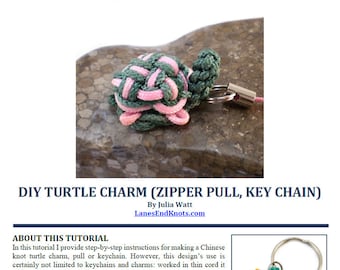 DIY Macrame Turtle Key Chain Tutorial, Chinese Knot Turtle Charm (Pull) Instructions, Macrame PDF Tutorial