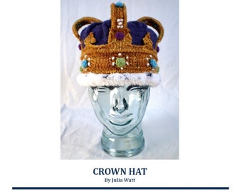 Knitting Pattern Crown Hat, Fun Costume, Royal Winter Hat Pattern, King Queen Princess Prince