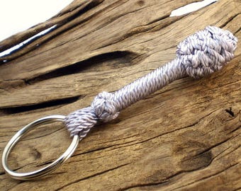 Sailor’s Blackjack Key Chain, Nautical Knot Gift For Him, Nautical Knot Sap Key Holder, Fob, Unique Gift For Him (Pearl Grey RND2W)