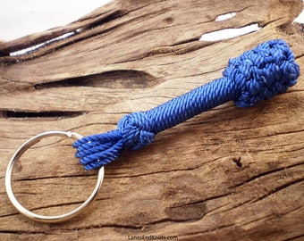 Sailor’s Blackjack Key Ring, Nautical Key Ring, Nautical Knot, Unique Unusual Gift For Him, Key Chain, Holder (Royal Blue FLAT2A)