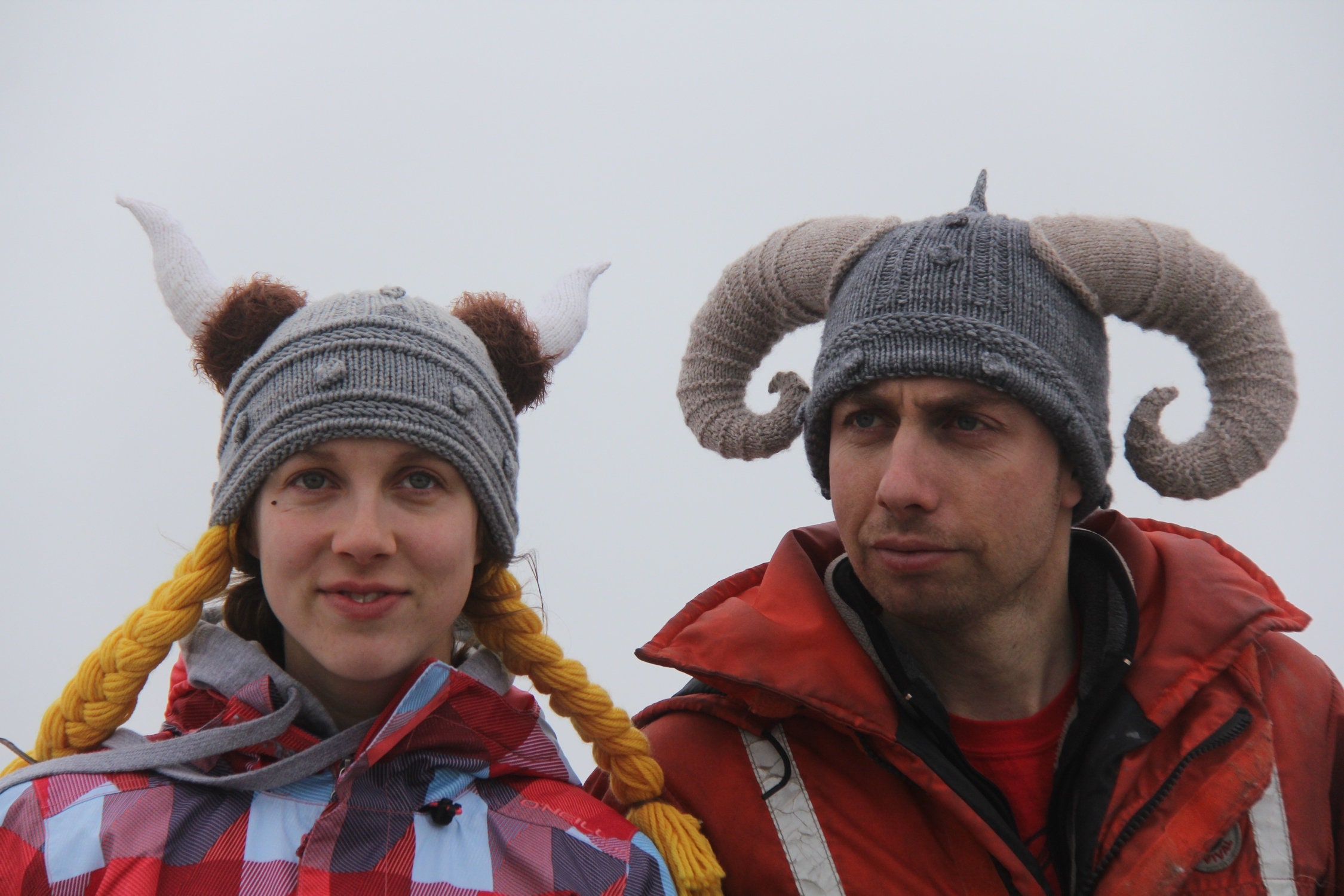 Knitting Pattern Horned Viking Hat With Braids, Viking Helmet Knitting