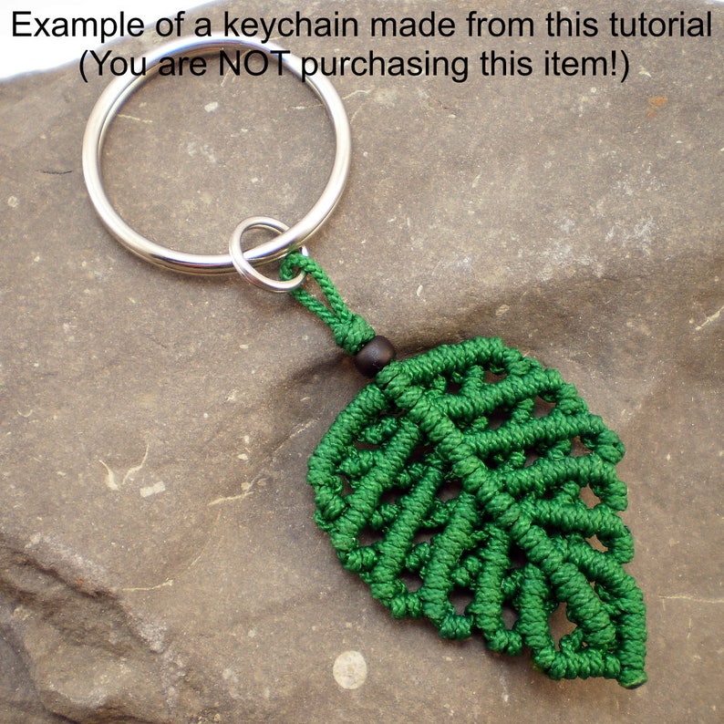 Chinese Knot Leaf Keychain Tutorial, Macrame Leaf Openwork Decorative Key Ring, Holder, Fob Instructions, Macrame PDF Tutorial image 2