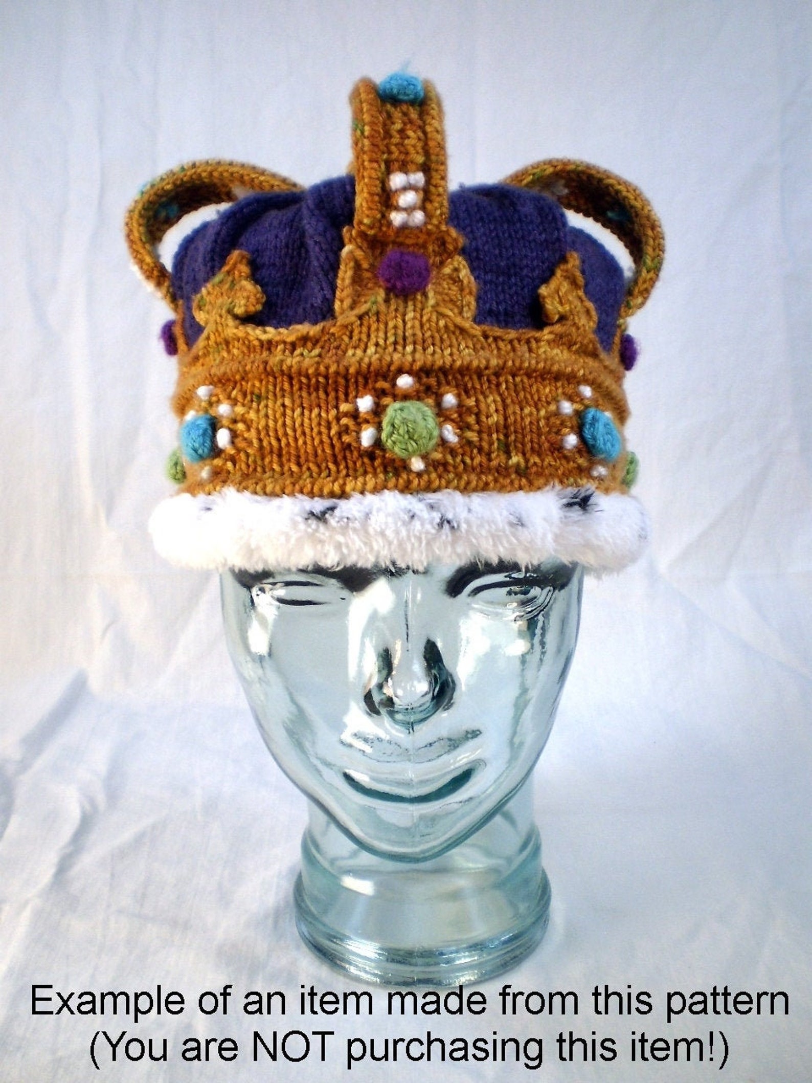 Knitting Pattern Crown Hat Fun Costume Royal Winter Hat Etsy