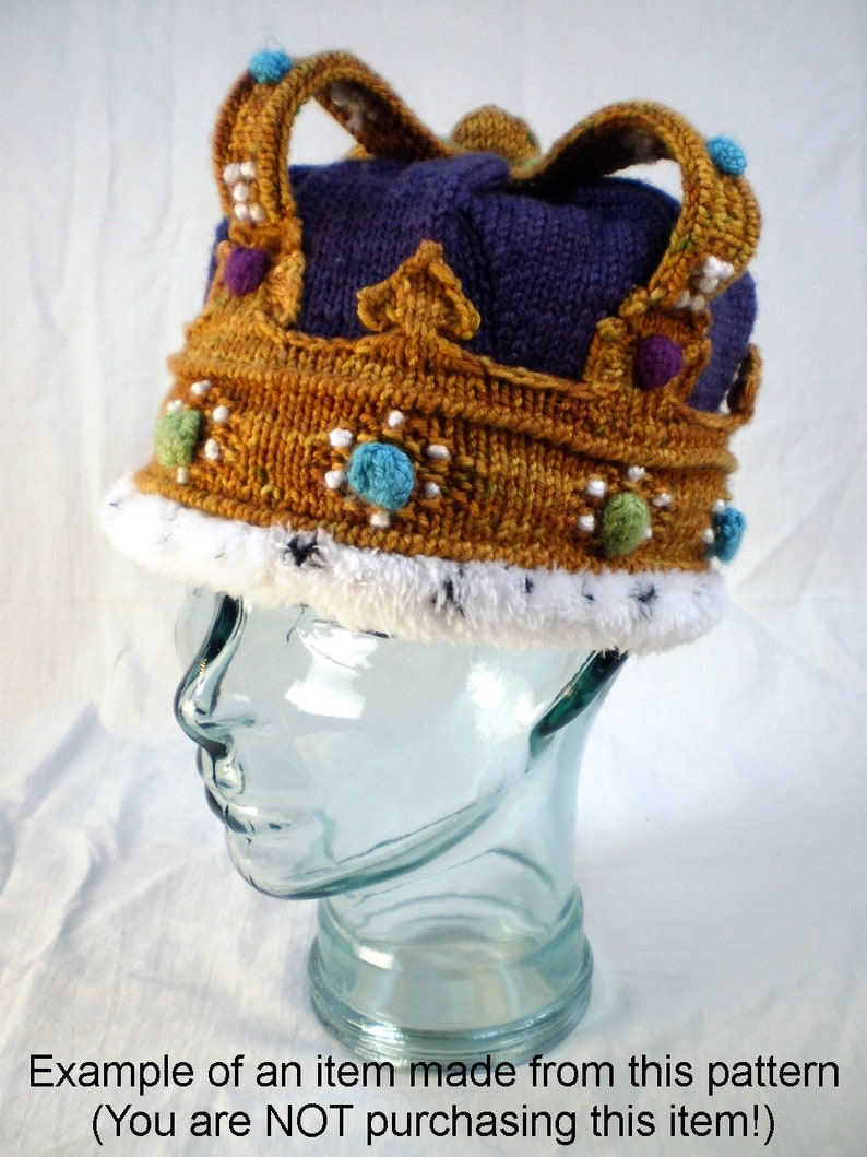 Knitting Pattern Crown Hat, Fun Costume, Royal Winter Hat Pattern, King Queen Princess Prince image 3