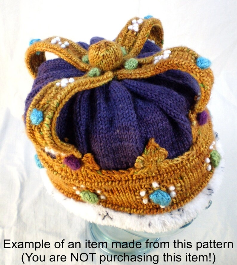 Knitting Pattern Crown Hat, Fun Costume, Royal Winter Hat Pattern, King Queen Princess Prince image 4