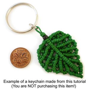 Chinese Knot Leaf Keychain Tutorial, Macrame Leaf Openwork Decorative Key Ring, Holder, Fob Instructions, Macrame PDF Tutorial image 3