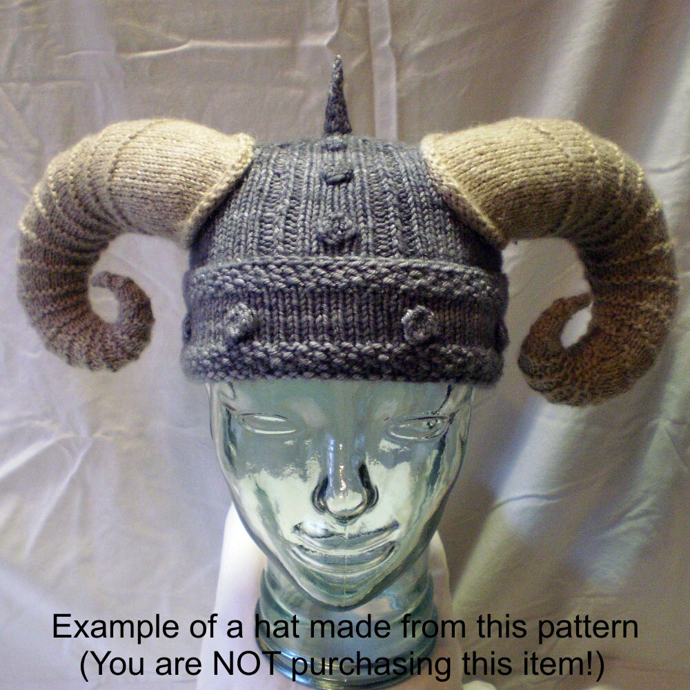 Knitting Pattern Horned Viking Hat With Braids, Viking Helmet Knitting