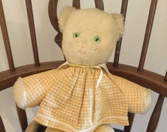 Vintage Knitted Stuffed Kitty Cat-Plush