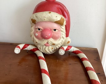 Vintage 1980s Retired Disney Theme Park Santa & 2 Candy Canes Decorations