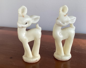 Vintage 1950s Socony-Vacuum Oil Co. Christmas Reindeer Novelty Candle Set of 2