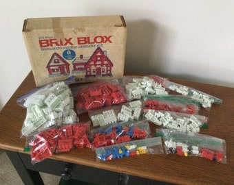 Vintage Brix Blox Construction Blocks in Original Box-Sears-Building Blocks