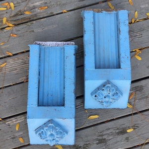 Vintage Tin Panel Over Wood Corbel-Raised Design-Architectural-Repurposed-Set of 2