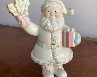 Vintage Lenox Santa Claus/St.Nick/Father Christmas Figurine with Holly & Gift-Christmas-Holiday Collectible-Larger Size