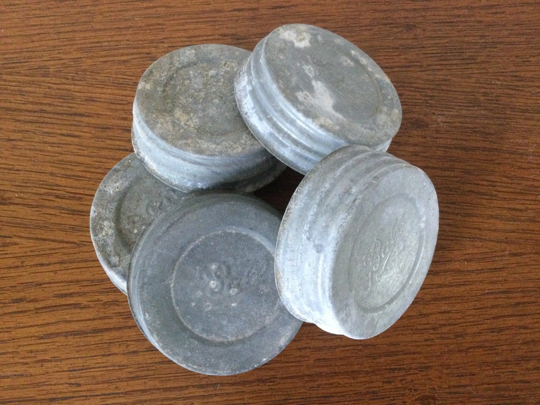 Vintage Ball Zinc Canning Jar Lids With Milk Glass Linerset of 5 Etsy