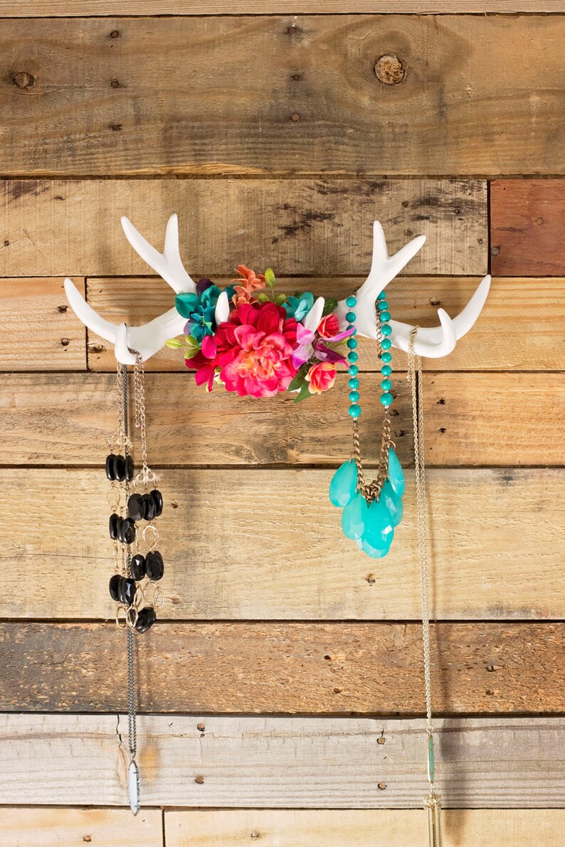 Floral Deer Antler wall decor/ Jewelry Holder/ nursery
