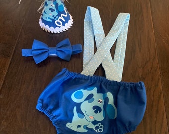 Blue clue Custom Baby Boy Birthday smash cake outfit/first birthday/puppy birthday/hipster birthday/baby girl birthday/dog